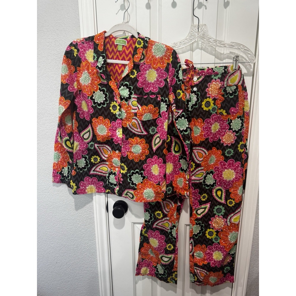 Vera Bradley Pajama Set Womens Bright Floral Crisp Cotton LKNW Small